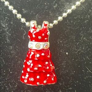 Avon Red Polka Dot Dress Pendant Necklace